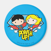 Aimant Chibi Superman & Chibi Supergirl Power Up! (Devant)