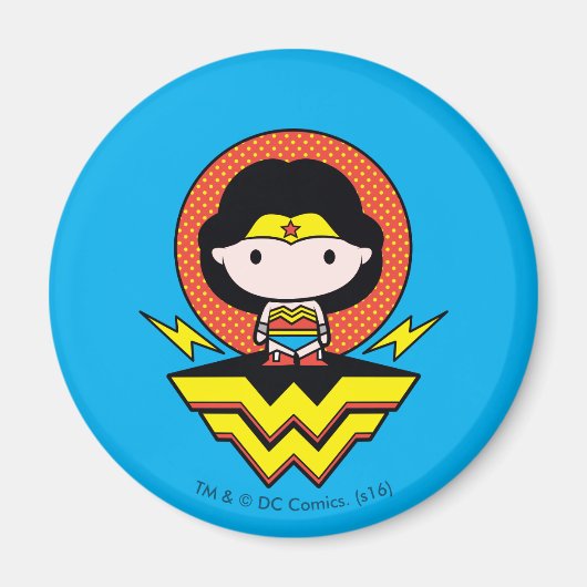 Aimant Chibi Wonder Woman avec Pois et logo (Devant)