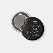 Aimant Chic Black Gold Agate Bar Mitzvah Party (Recto/Verso)