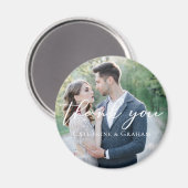 Aimant Chic blanc Script Mariage Photo Merci magnétique (Recto/Verso)