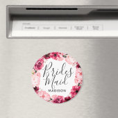 Aimant Chic Bourgogne & Pink Floral Wreath (In Situ (Lave-vaisselle))