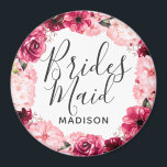 Aimant Chic Bourgogne & Pink Floral Wreath<br><div class="desc">Chic Bourgogne vert & bleu rose Aquarelle Floral Wreath Mariage Monogramme Été ou Fleurs de Printemps avec verdure d'Aquarelle, polices de caractères modernes et de script, et design floral élégant. Aimant de Bridesmaid Mariage tendance et chic ! ~ Regardez ma boutique pour voir l'ensemble de la suite mariage pour ce...</div>