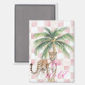 Aimant Chic Carré Gold Palm Tree Leopard (Recto/Verso)