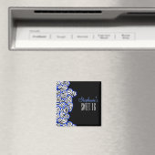 Aimant Chic Cobalt Sweet 16 Zebra Heart Design Nom (In Situ (Lave-vaisselle))