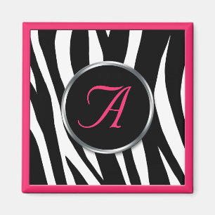 Aimant chic de monogramme de rose de baie