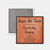 Aimant Chic Elegant Burnt Orange Black Enregistrer la dat (Recto/Verso)