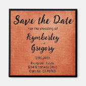 Aimant Chic Elegant Burnt Orange Black Enregistrer la dat (Devant)