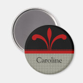 Aimant Chic Floral, Rouge foncé (Recto/Verso)