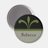 Aimant Chic Floral, Vert Olive (Recto/Verso)