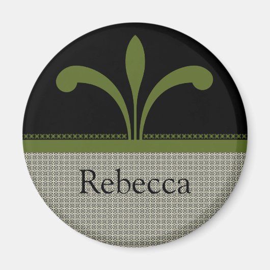 Aimant Chic Floral, Vert Olive (Devant)