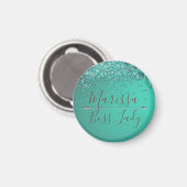Aimant Chic Glittery Turquiose Boss Lady (Recto/Verso)