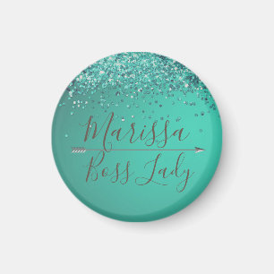 Aimant Chic Glittery Turquiose Boss Lady
