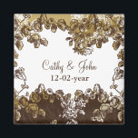 Aimant Chic Gold Brown Vintage Floral Mariage<br><div class="desc">Chic Gold Brown Floral Mariage Vintage</div>