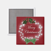 Aimant Chic Happy Holiday couronne moderne de noël (Recto/Verso)