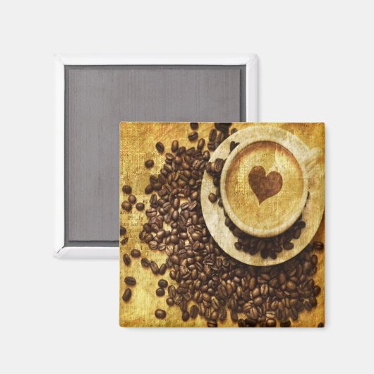 Aimant Chic Java cappuccino Café Haricots Lover café (Recto/Verso)