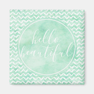 Aimant Chic Mint Chevron Stripes Bonjour Belle