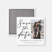 Aimant Chic Modern Couple Photo Enregistrer la date (Recto/Verso)