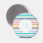 Aimant Chic Monogram Pastel Arc-en-ciel bandes horizontal (Recto/Verso)