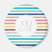 Aimant Chic Monogram Pastel Arc-en-ciel bandes horizontal (Devant)