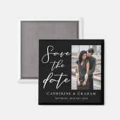 Aimant Chic noir blanc Script Couple Photo Enregistrer la (Recto/Verso)
