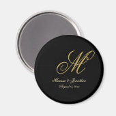 Aimant Chic or Monogramme Mariage noir (Recto/Verso)