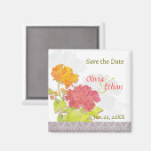 Aimant Chic Peony Wedding Enregistrer la date (Recto/Verso)