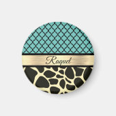 Aimant Chic Quatrefoil Giraffe Imprimer (Devant)