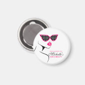 Aimant Chic Retro Pink Polka Dot Lunettes de soleil Beaut (Recto/Verso)