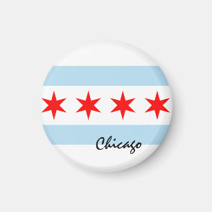 Aimant Chicago Flag, City & Illinois State USA / sports