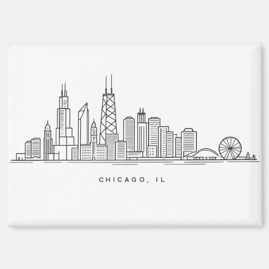 Aimant Chicago IL Cityscape Illustration (Recto)