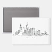 Aimant Chicago IL Cityscape Illustration (Recto/Verso)