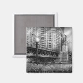 Aimant Chicago, IL - Pont DuSable construit en 1920 - N& (Recto/Verso)