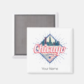 Aimant Chicago Illinois États-Unis Retro Skyline États-Un (Recto/Verso)