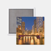 Aimant Chicago, Illinois, Skyline et Chicago River (Recto/Verso)