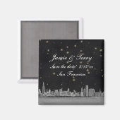 Aimant Chicago Skyline Black Gold Star Enregistrer la dat (Recto/Verso)