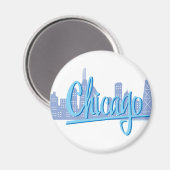 Aimant Chicago Skyline de la ville venteuse (Recto/Verso)