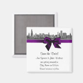 Aimant Chicago Skyline Etched BW Purple Enregistrer la da (Recto/Verso)