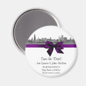 Aimant Chicago Skyline Etched BW Purple Enregistrer la da (Recto/Verso)