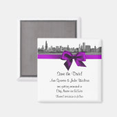Aimant Chicago Skyline Etched BW Violet Enregistrer la da (Recto/Verso)