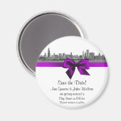 Aimant Chicago Skyline Etched BW Violet Enregistrer la da (Recto/Verso)