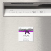 Aimant Chicago Skyline Gravé BW Violet Enregistrer la Dat (In Situ (Lave-vaisselle))