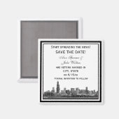 Aimant Chicago Skyline Gravé Cadre Save the Date (Recto/Verso)