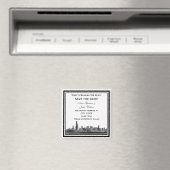 Aimant Chicago Skyline Gravé Cadre Save the Date (In Situ (Lave-vaisselle))