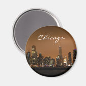 Aimant Chicago Skyline la nuit à Navy Pier (Recto/Verso)