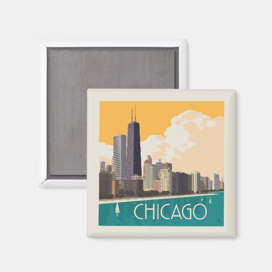 Aimant Chicago | Skyline moderne (Recto/Verso)