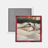 Aimant Chick-a-Dee with Mistletoe Folded Card (Blank) (Recto/Verso)