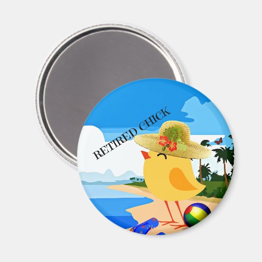 Aimant Chick à la retraite sur la plage (Recto/Verso)