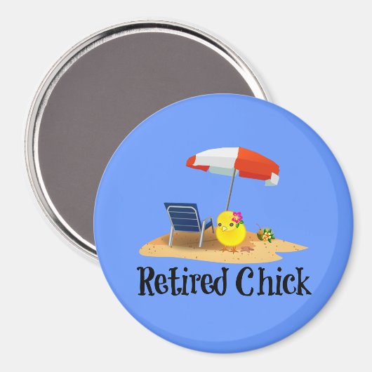 Aimant Chick à la retraite sur la plage (Recto/Verso)
