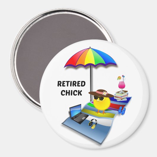 Aimant Chick retraité, mignon et sassant (Recto/Verso)