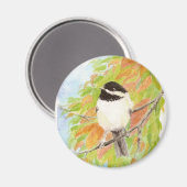 Aimant Chickadee Automne Oiseau Automne Couleur de l'aima (Recto/Verso)